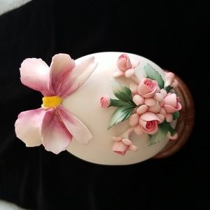 Vintage Capodimonte Floral Egg